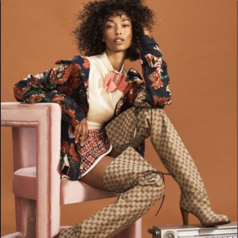 Gucci Canvas Over the Knee Sock Boot